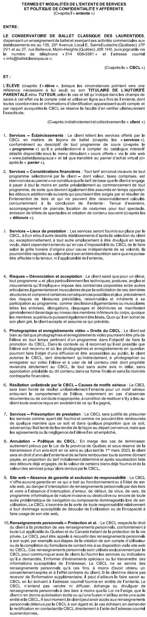Termes et conditions